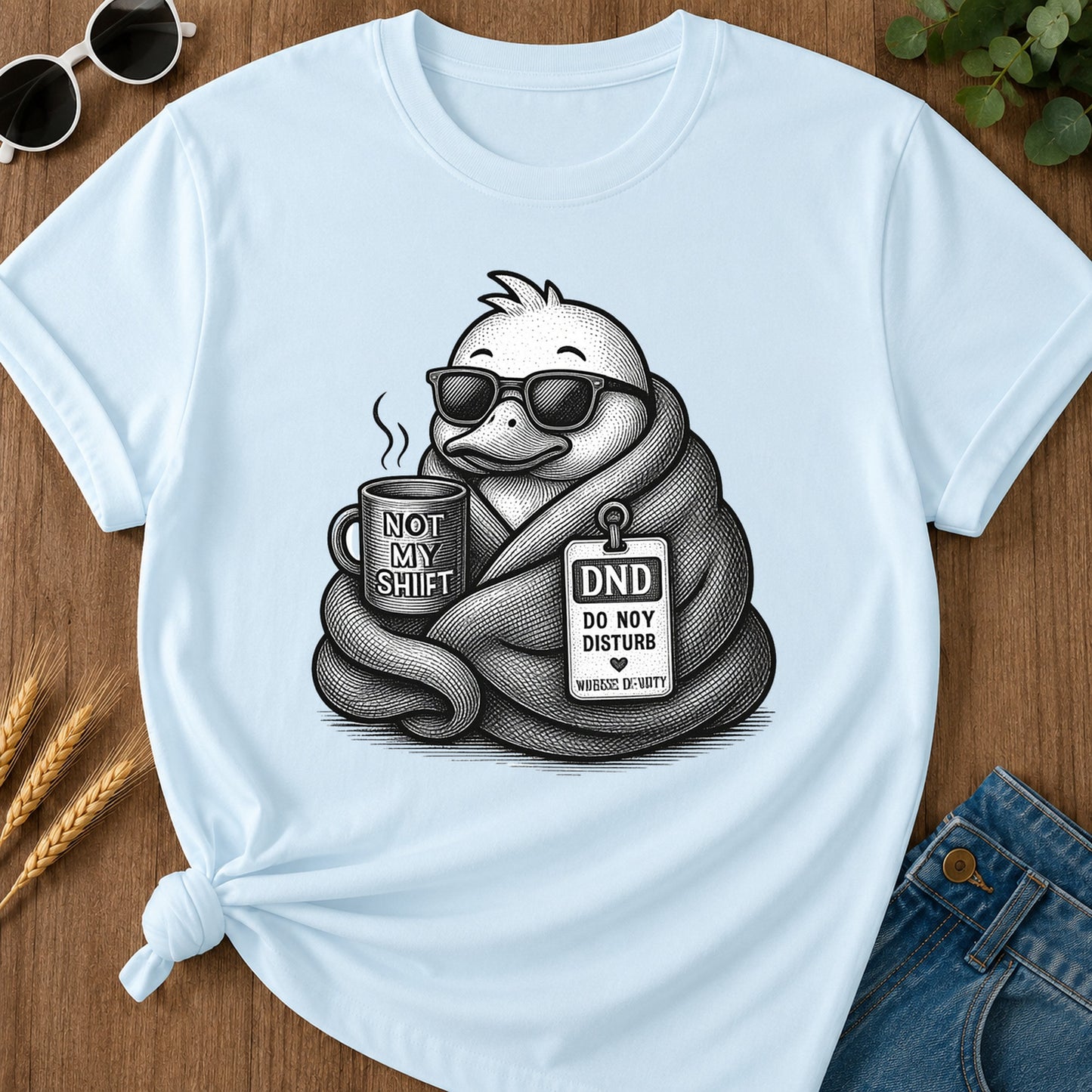 Dnd Duck Blanket T-Shirt - Chambray Mockup
