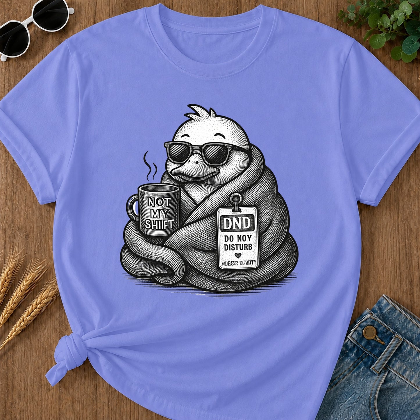 Dnd Duck Blanket T-Shirt - Flo Blue Mockup