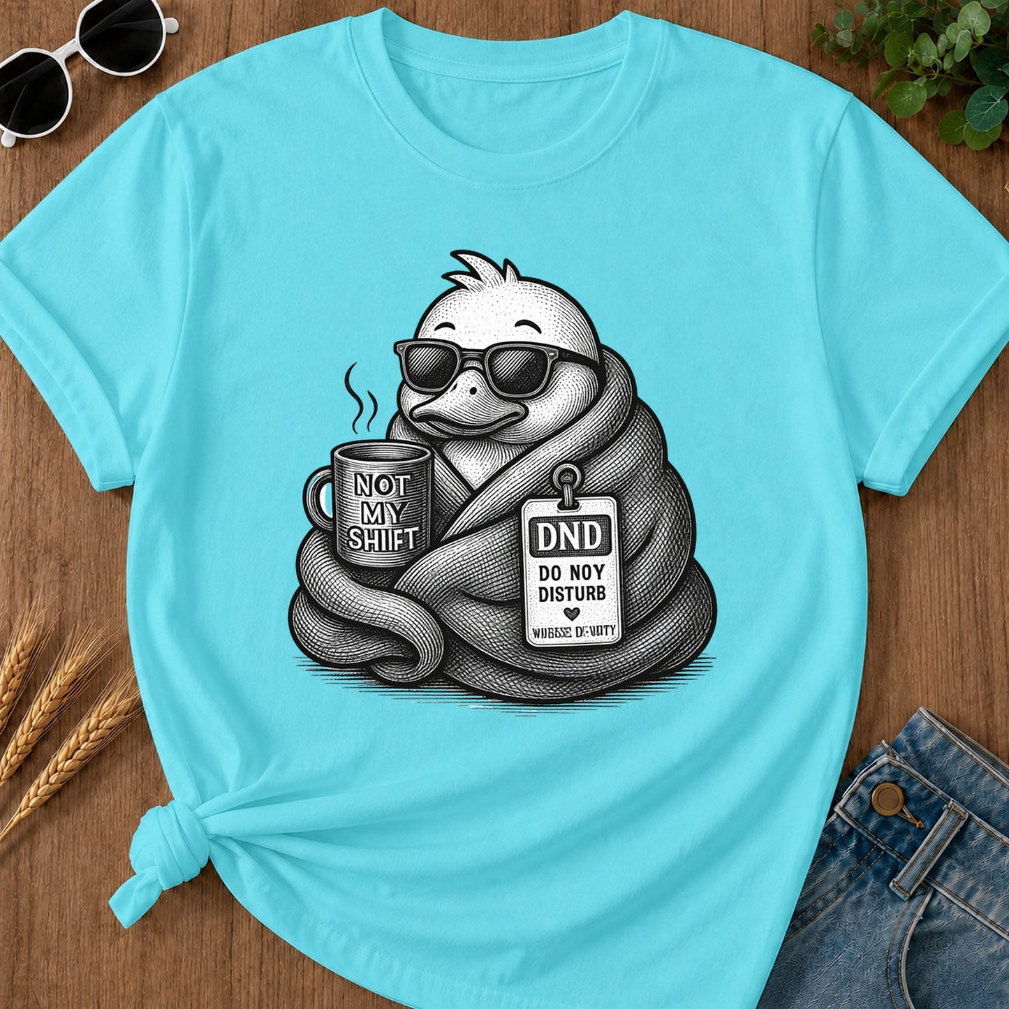 Dnd Duck Blanket T-Shirt - Lagoon Blue Mockup