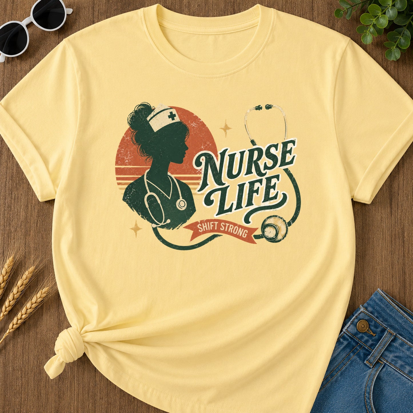 Nurse Life Shift Strong T-Shirt - Butter Mockup