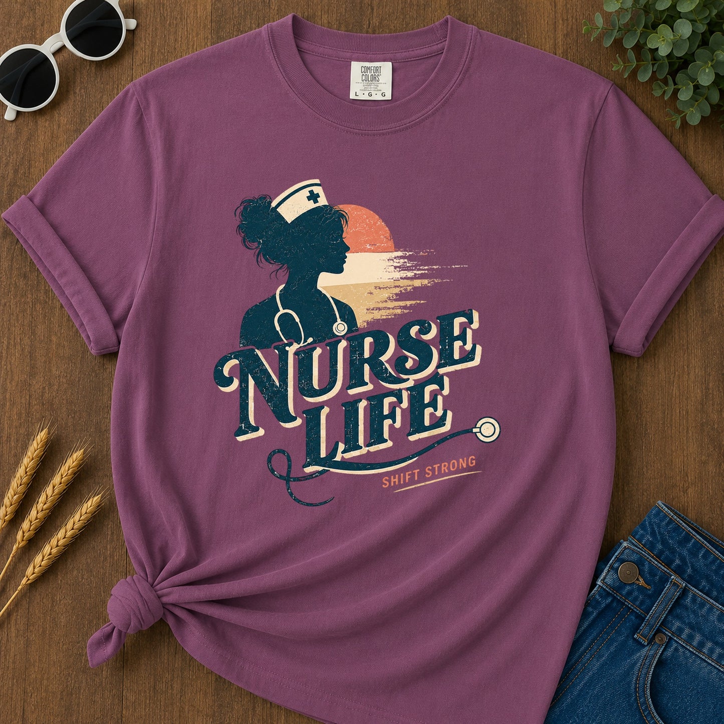 Nurse Life Shift Strong 296 T-Shirt - Berry Mockup