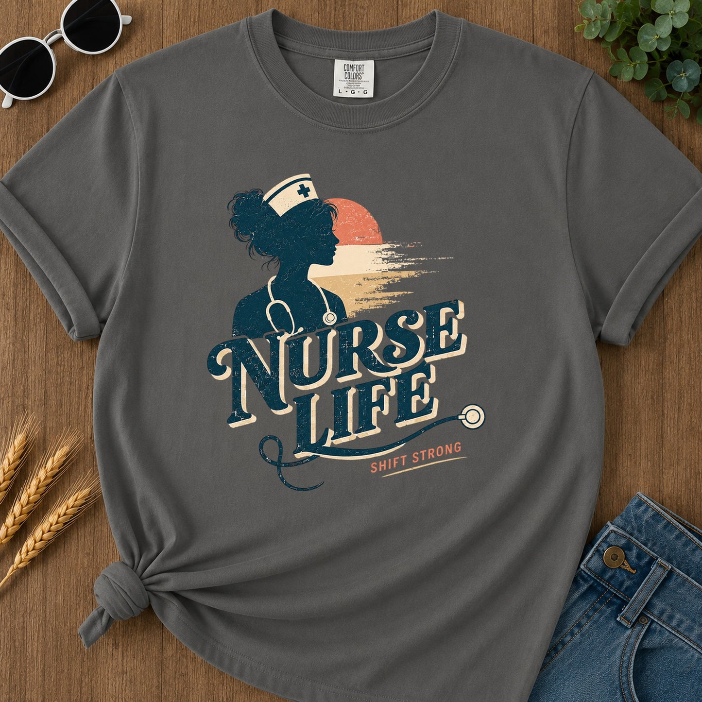 Nurse Life Shift Strong 296 T-Shirt - Pepper Mockup
