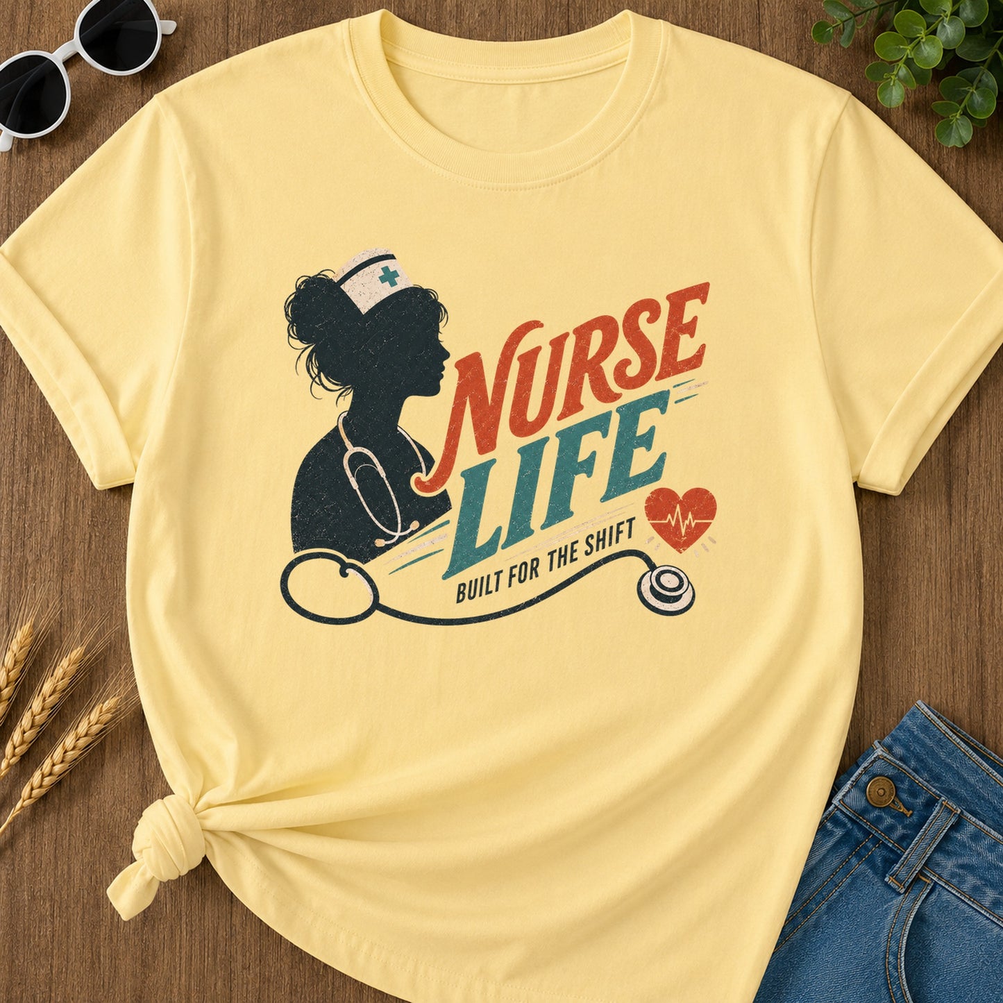 Nurse Life Built Shift T-Shirt - Butter Mockup