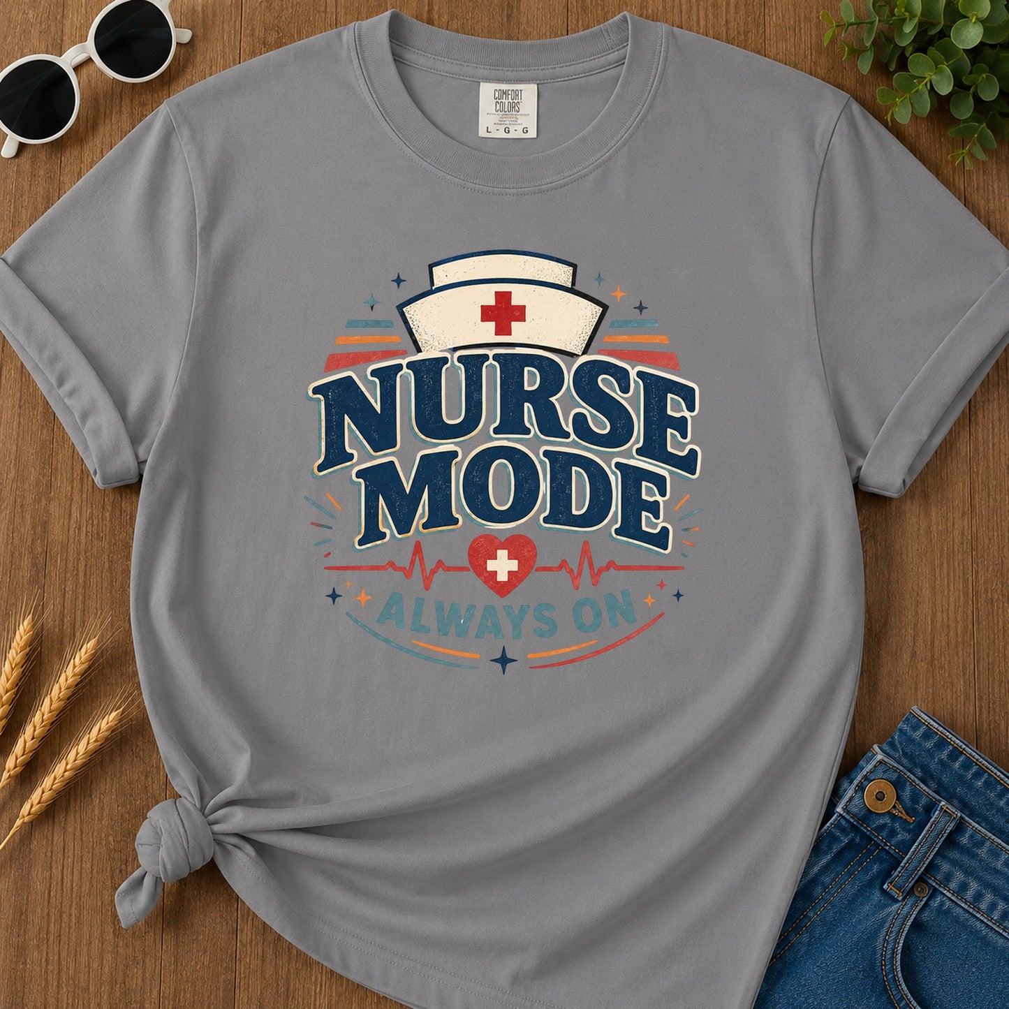 Nurse Mode Always T-Shirt - Grey Mockup