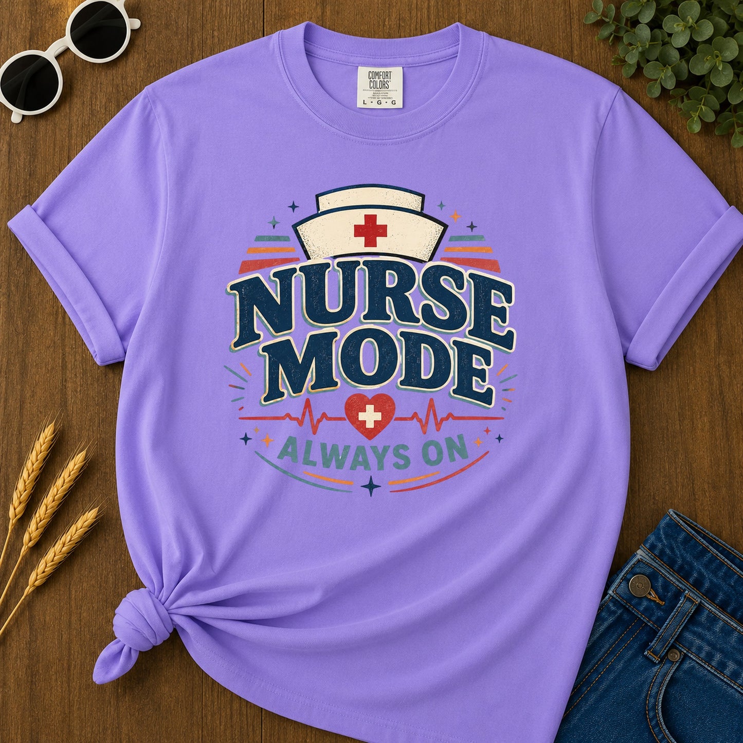 Nurse Mode Always T-Shirt - Violet Mockup