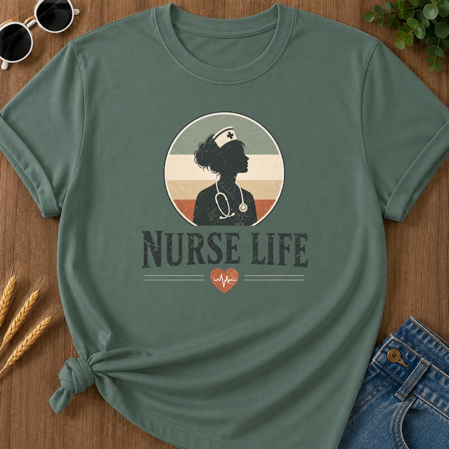 Nurse Life Vintage T-Shirt - Blue Spruce Mockup