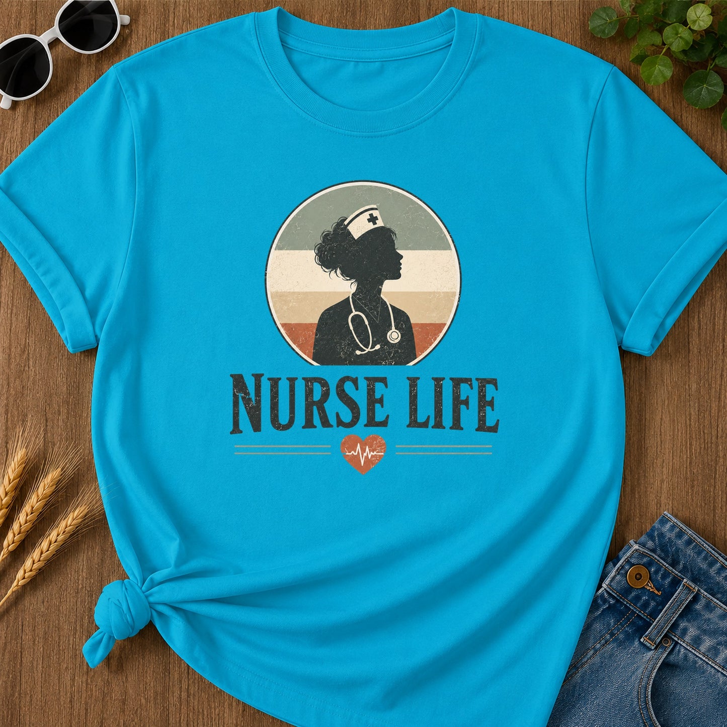 Nurse Life Vintage T-Shirt - Sapphire Mockup