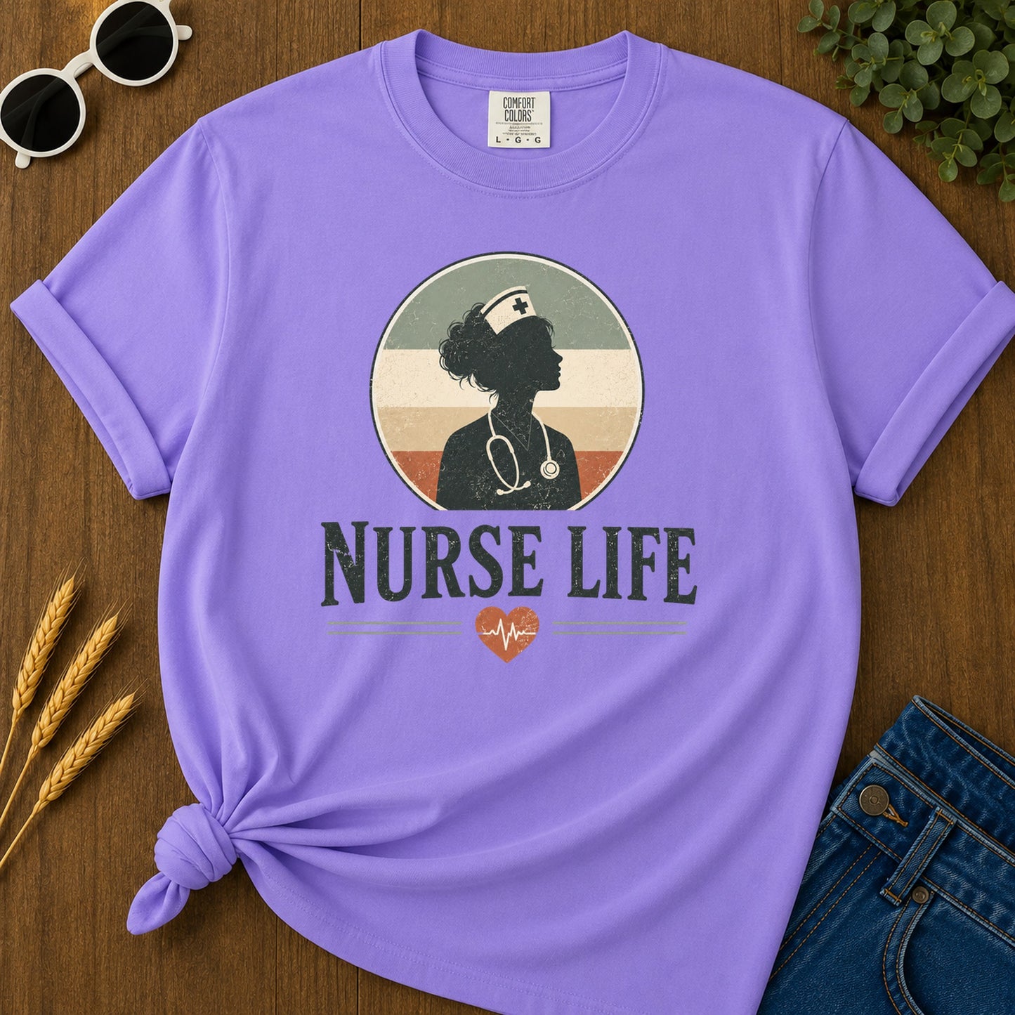 Nurse Life Vintage T-Shirt - Violet Mockup