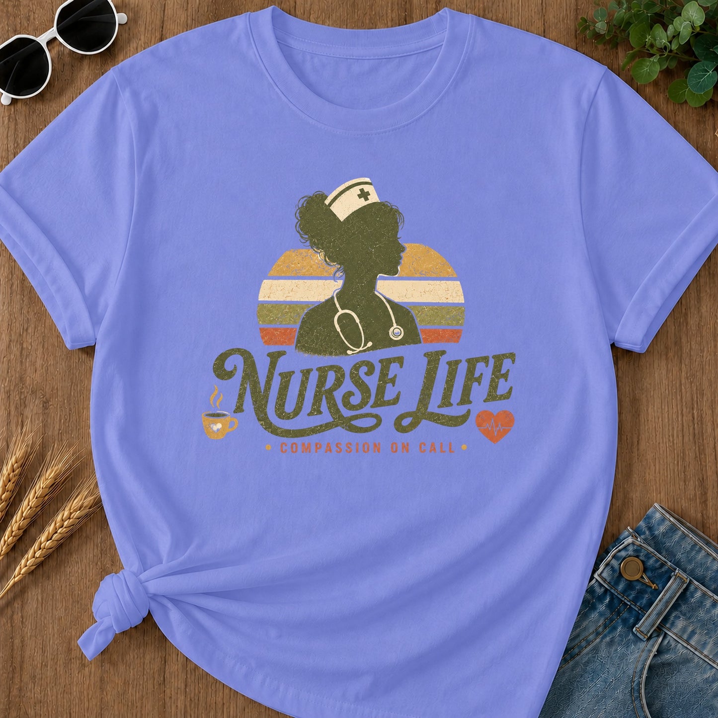 Compassion Call T-Shirt - Flo Blue Mockup