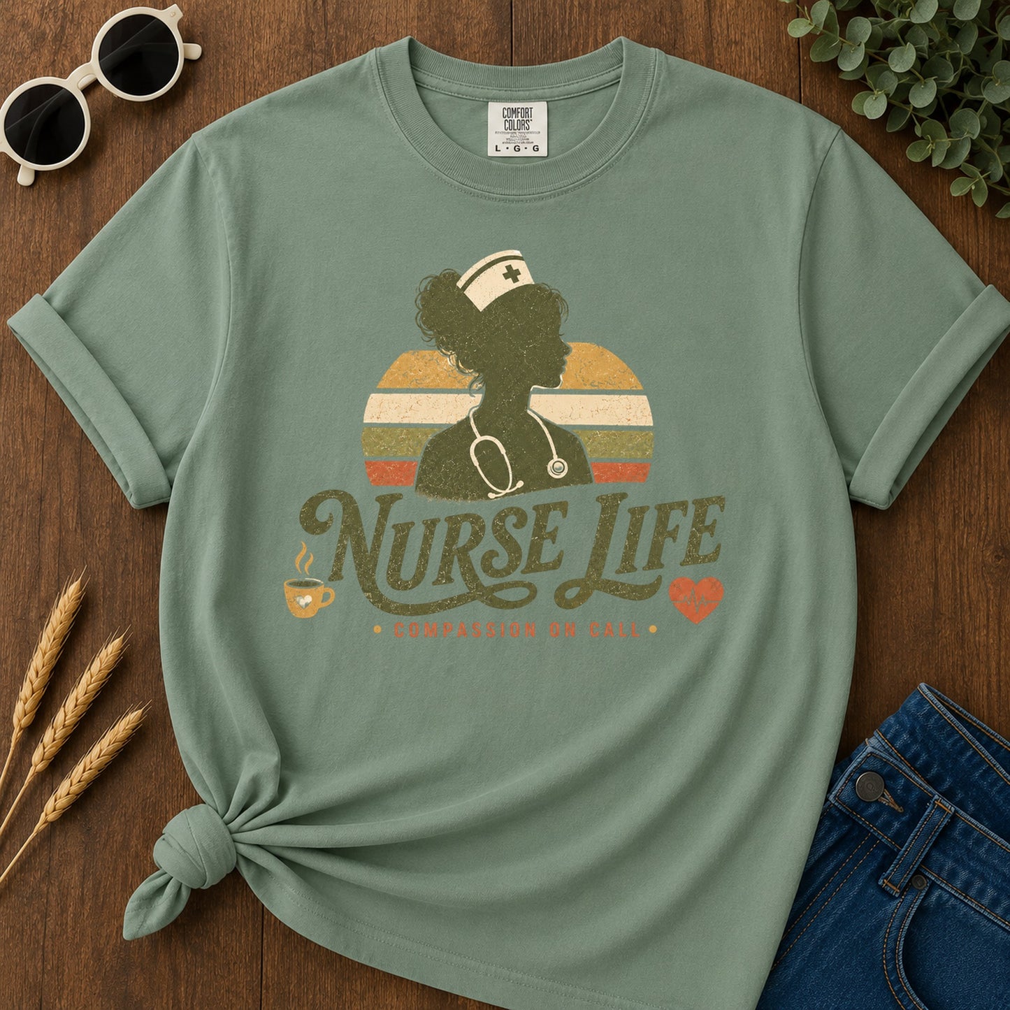 Compassion Call T-Shirt - Light Green Mockup