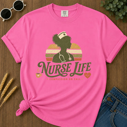 Compassion Call T-Shirt - Neon Pink Mockup