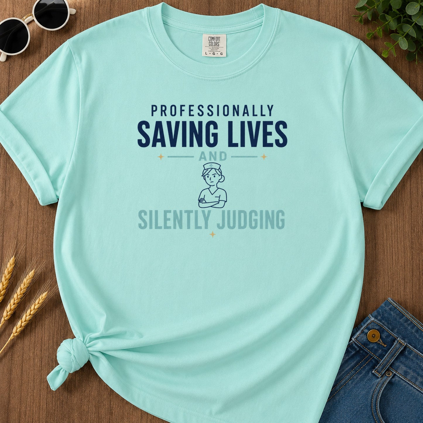 Silently Judging T-Shirt - Chalky Mint Mockup