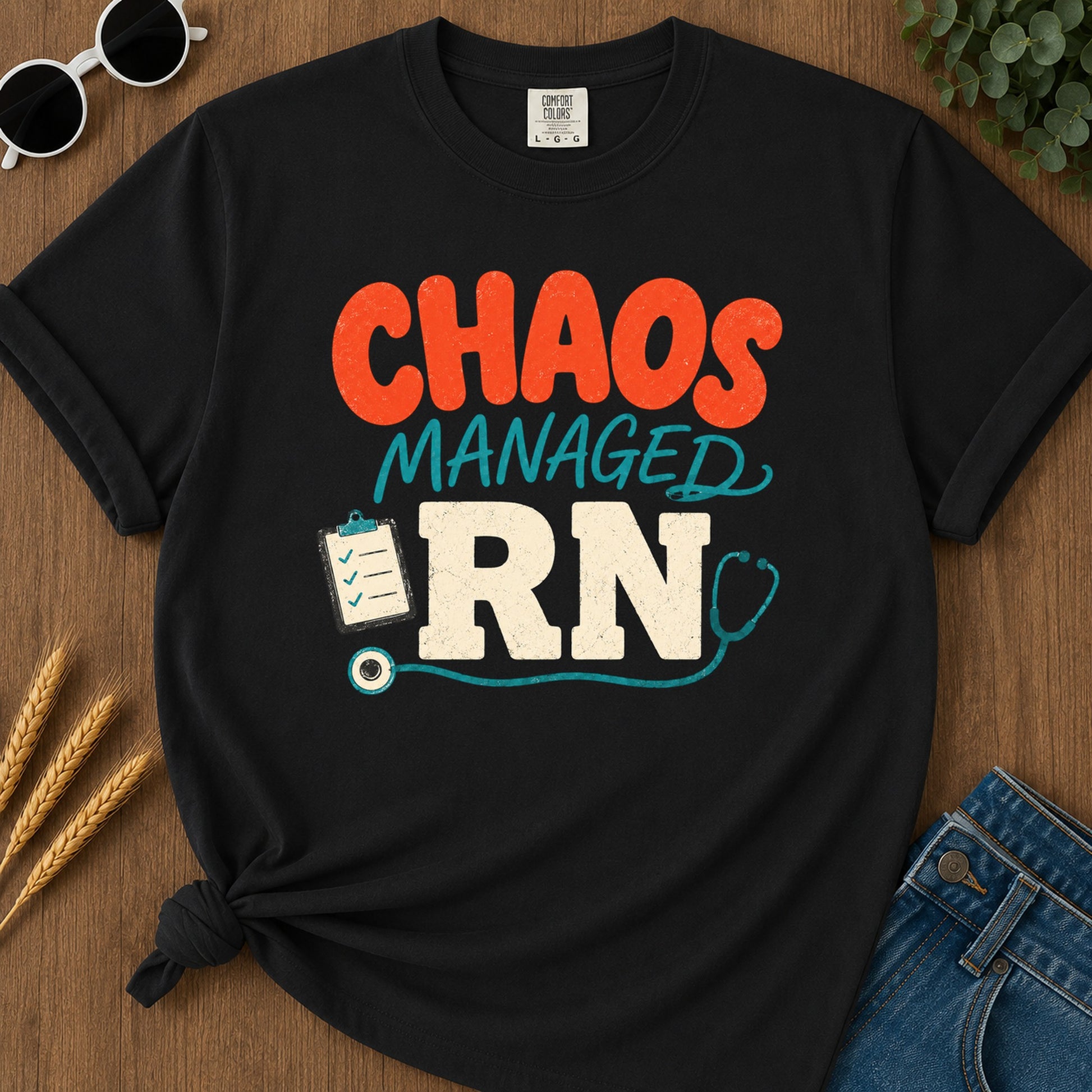 Chaos Managed Rn T-Shirt - Black Mockup
