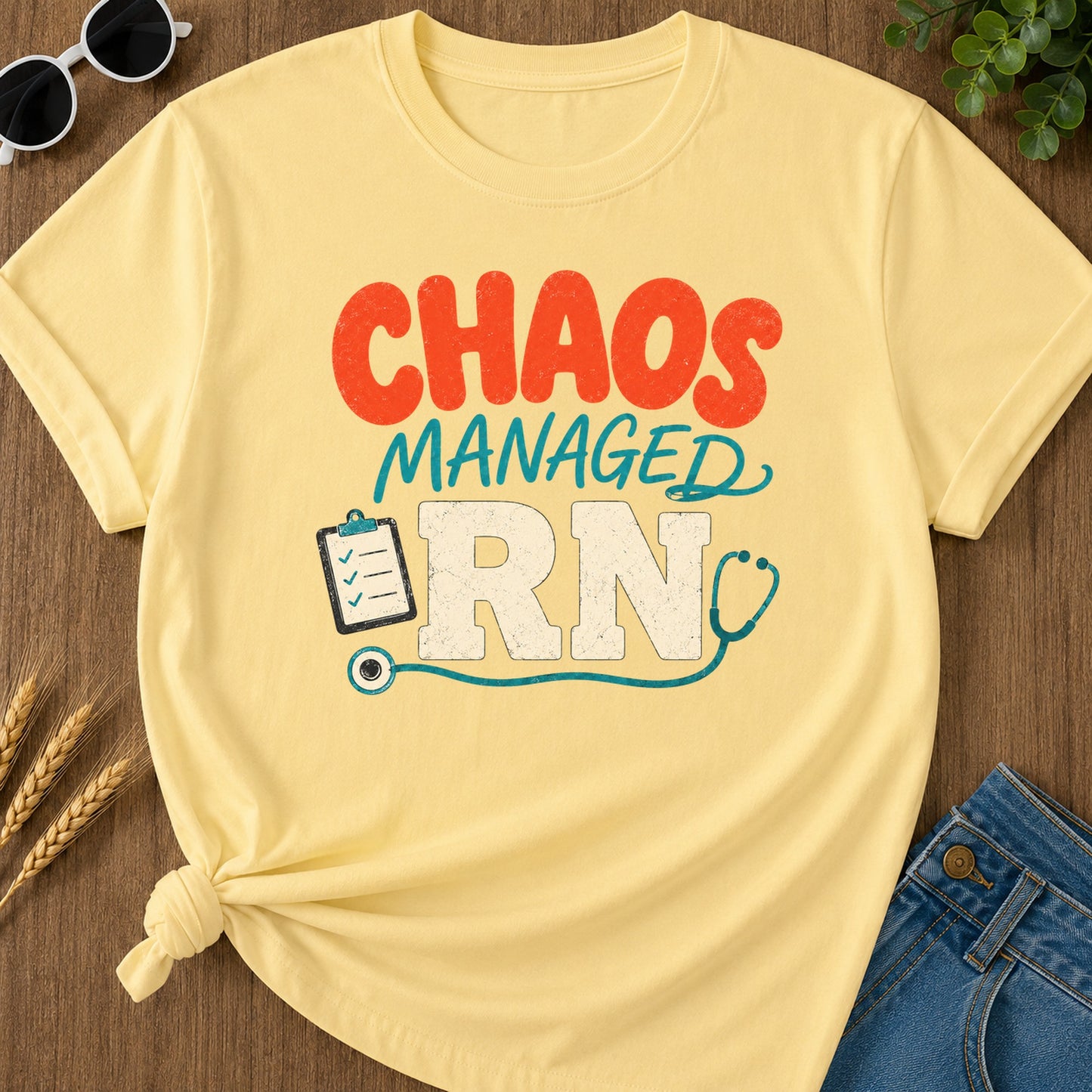 Chaos Managed Rn T-Shirt - Butter Mockup