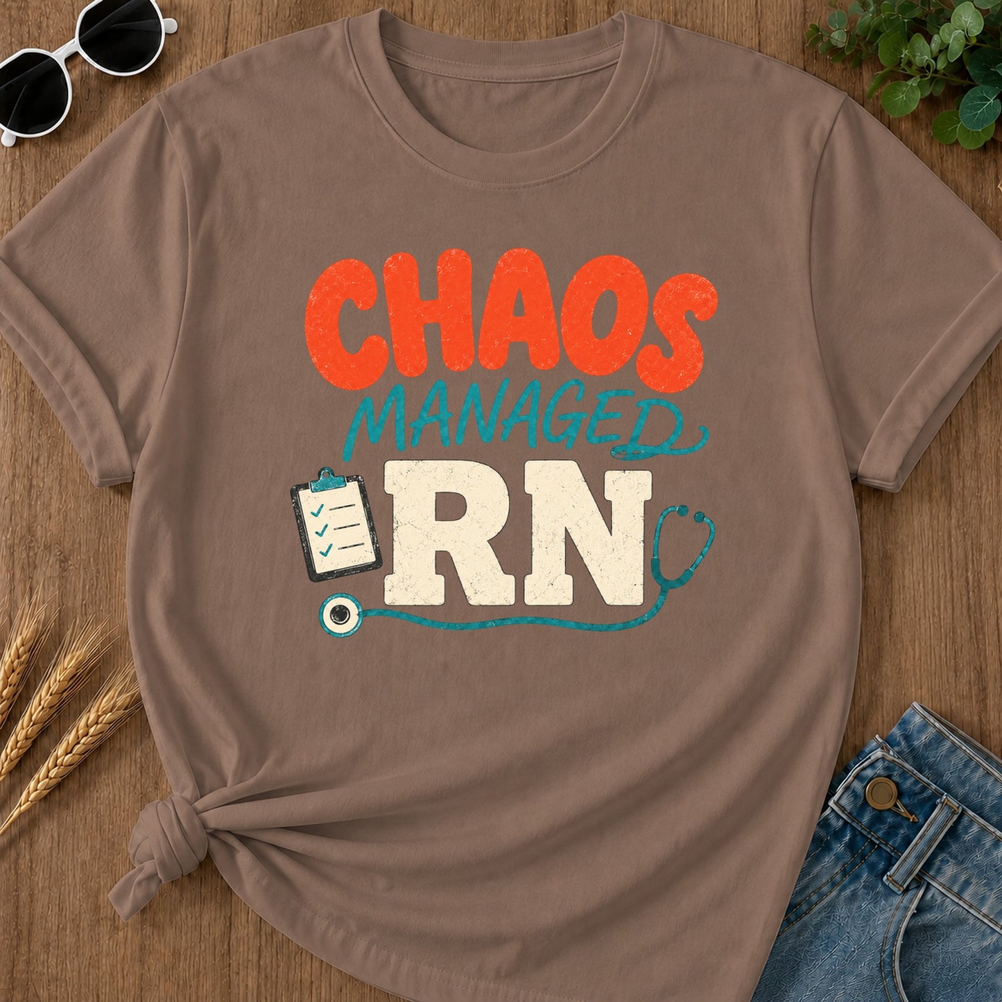Chaos Managed Rn T-Shirt - Espresso Mockup