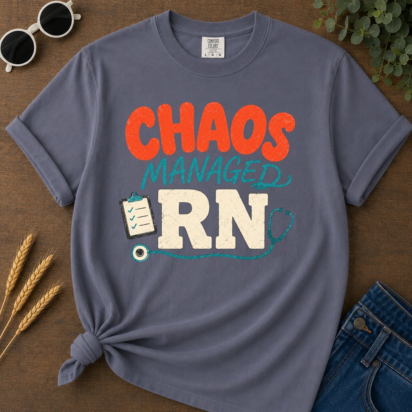 Chaos Managed Rn T-Shirt - Navy Mockup