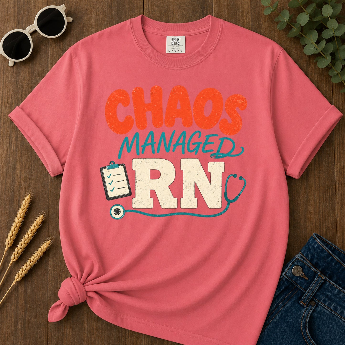 Chaos Managed Rn T-Shirt - Watermelon Mockup