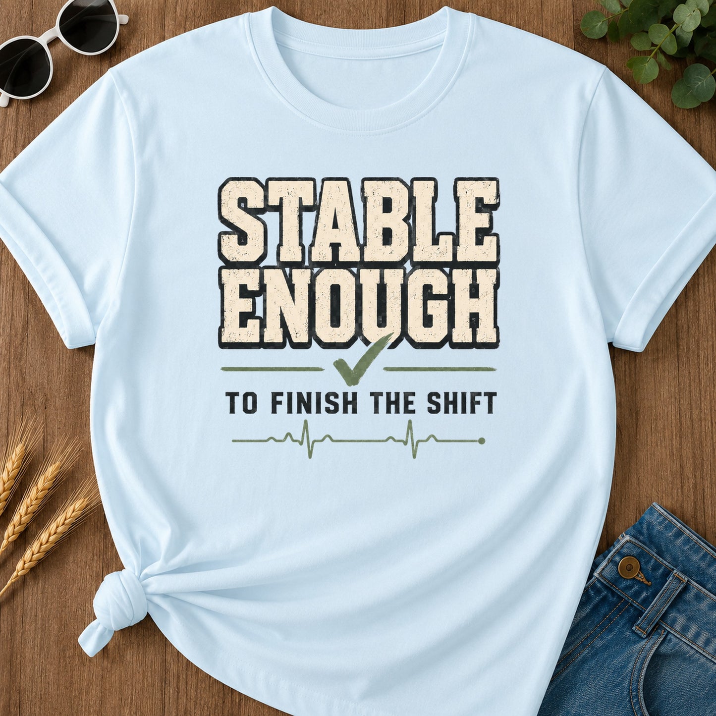 Stable Enough Finish Shift T-Shirt - Chambray Mockup
