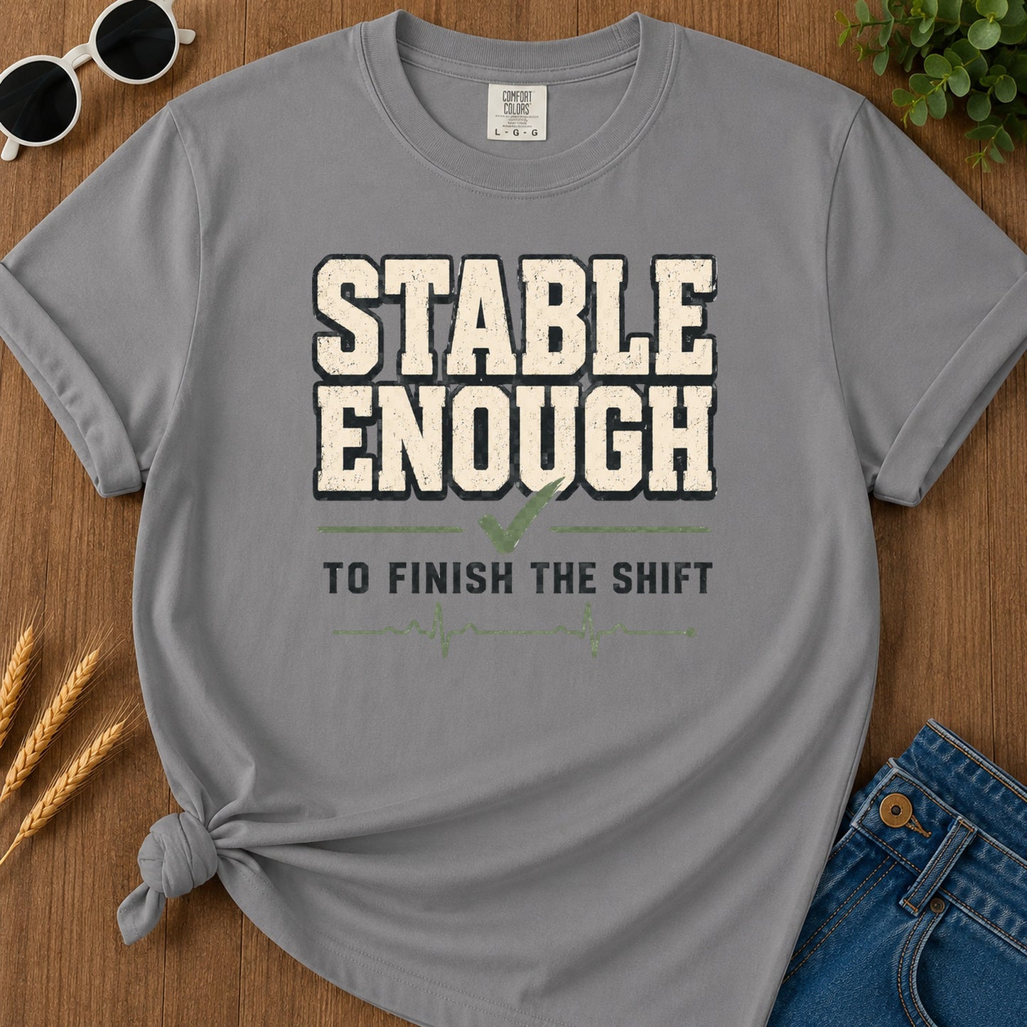 Stable Enough Finish Shift T-Shirt - Grey Mockup