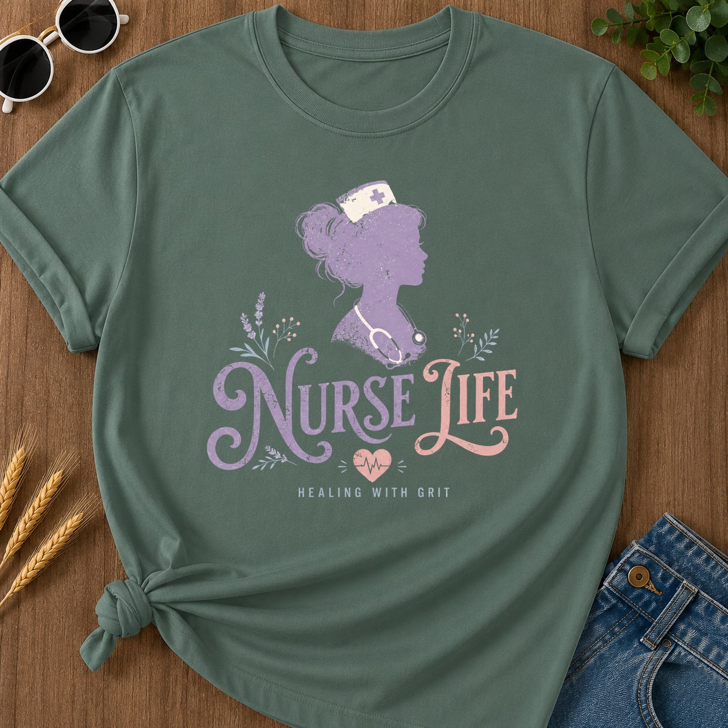 Healing Grit 304 T-Shirt - Blue Spruce Mockup