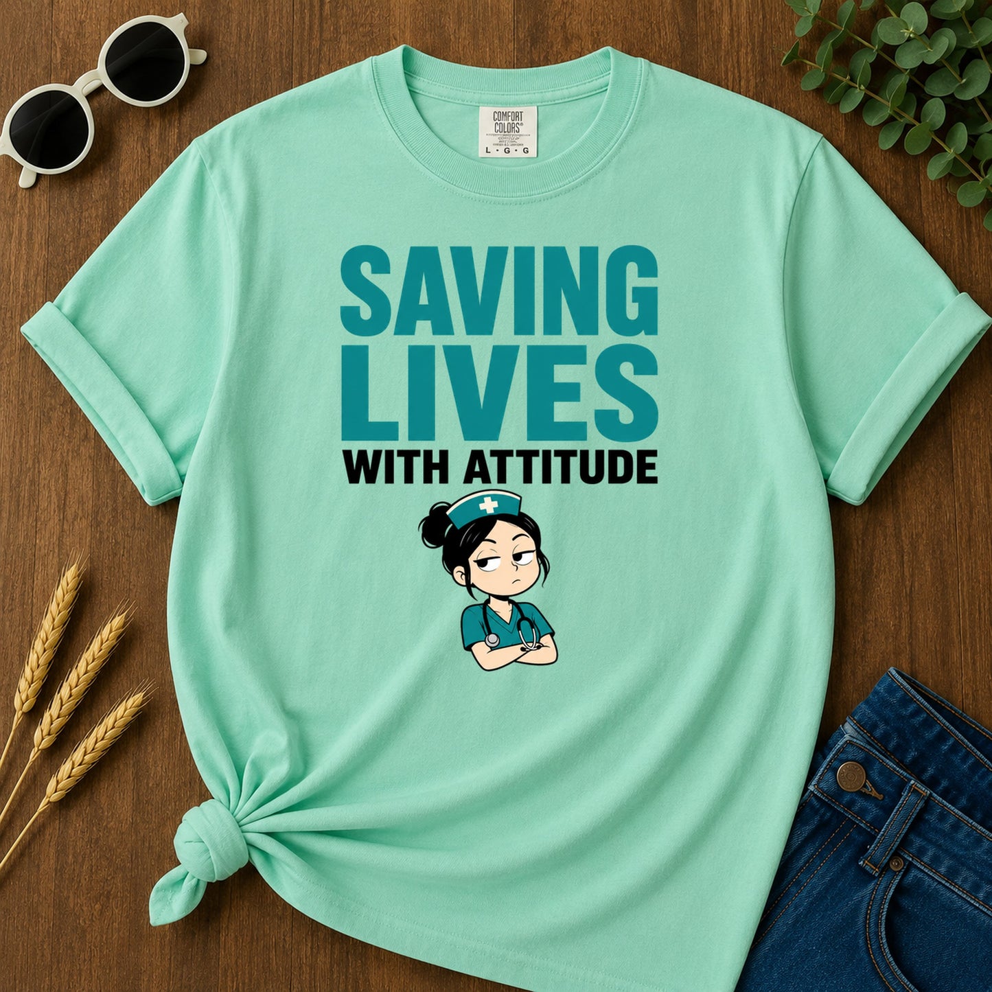 Saving Lives Attitude 308 T-Shirt - Island Reef Mockup
