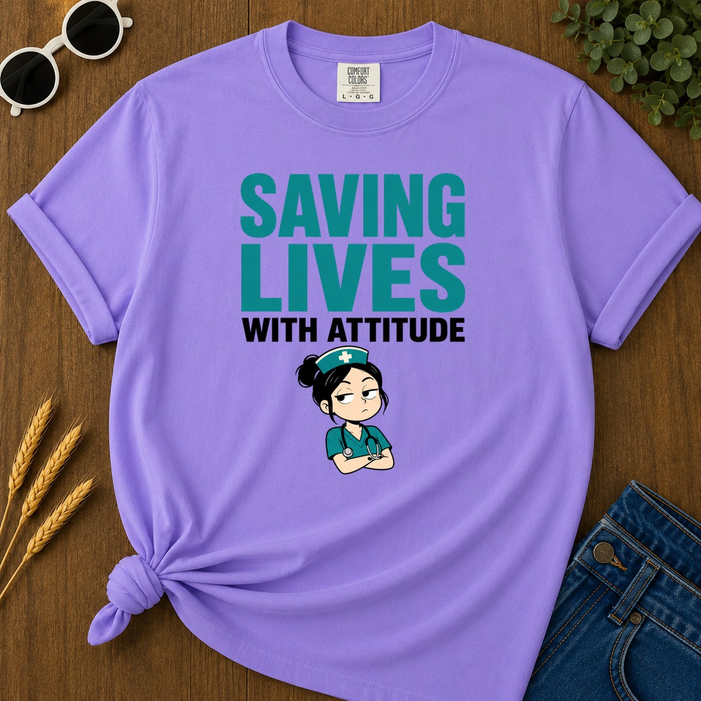 Saving Lives Attitude 308 T-Shirt - Violet Mockup
