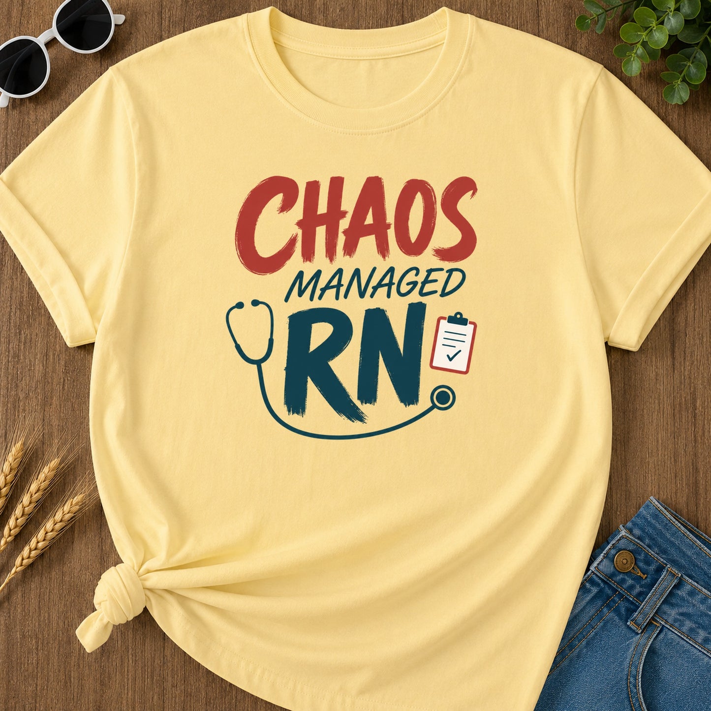 Chaos Managed Rn 309 T-Shirt - Butter Mockup