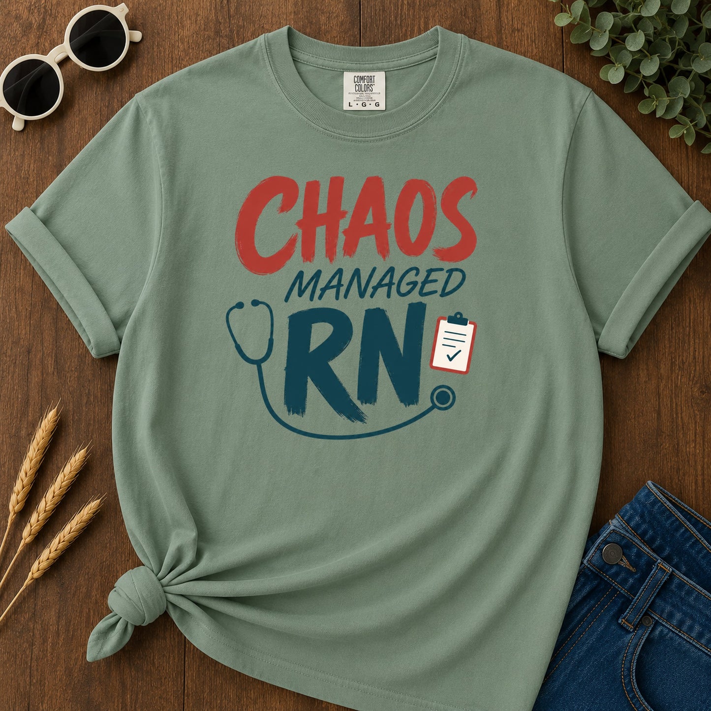 Chaos Managed Rn 309 T-Shirt - Light Green Mockup