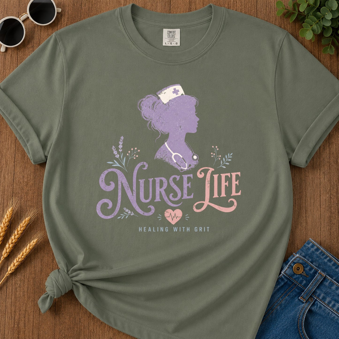 Healing Grit T-Shirt - Moss Mockup