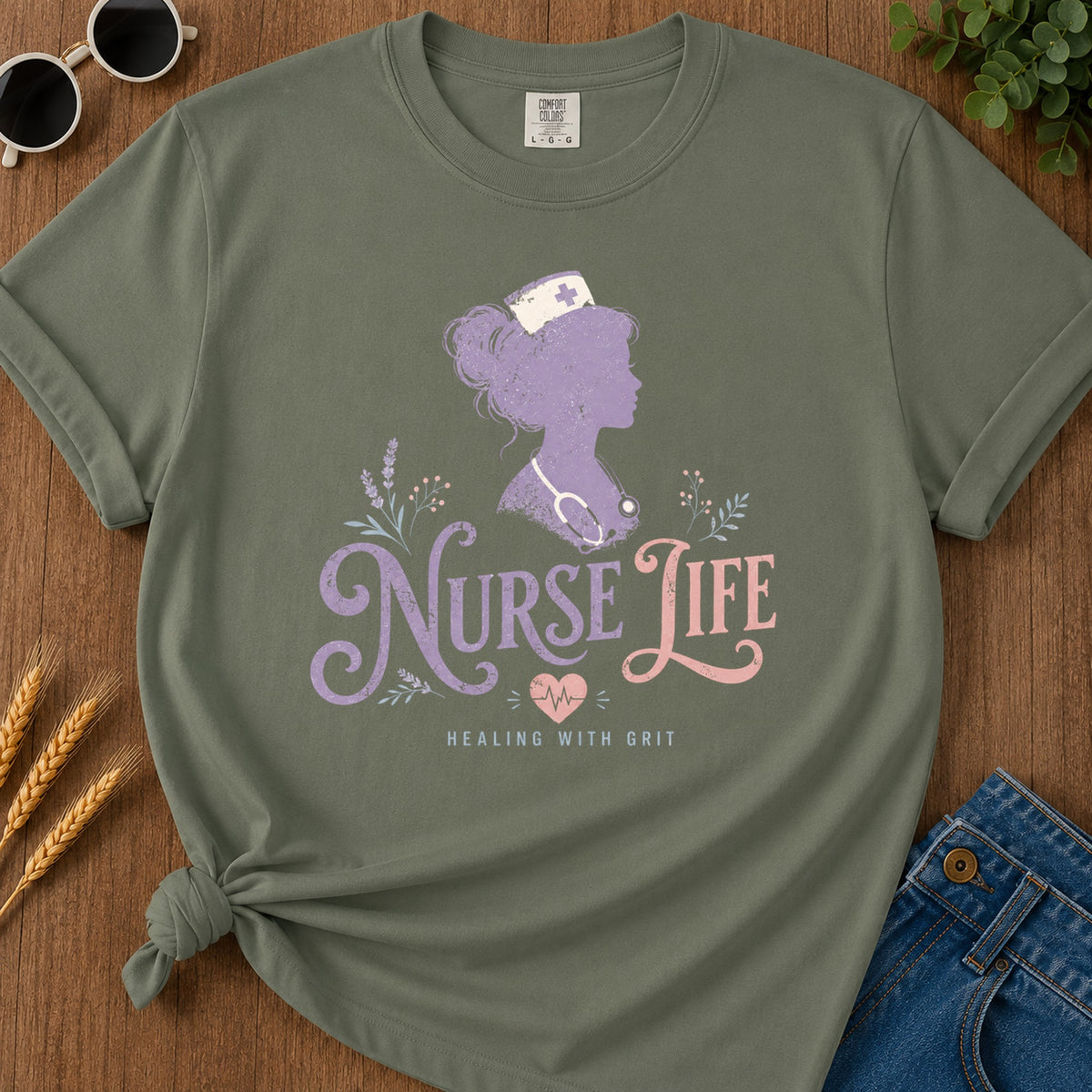 Healing Grit T-Shirt - Moss Mockup