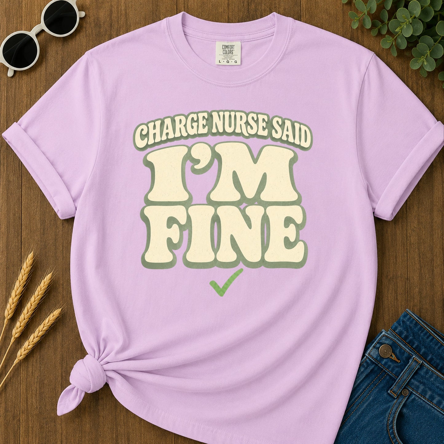 Charge Nurse Fine T-Shirt - Orchid Mockup