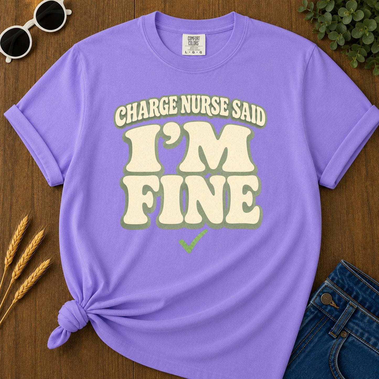 Charge Nurse Fine T-Shirt - Violet Mockup
