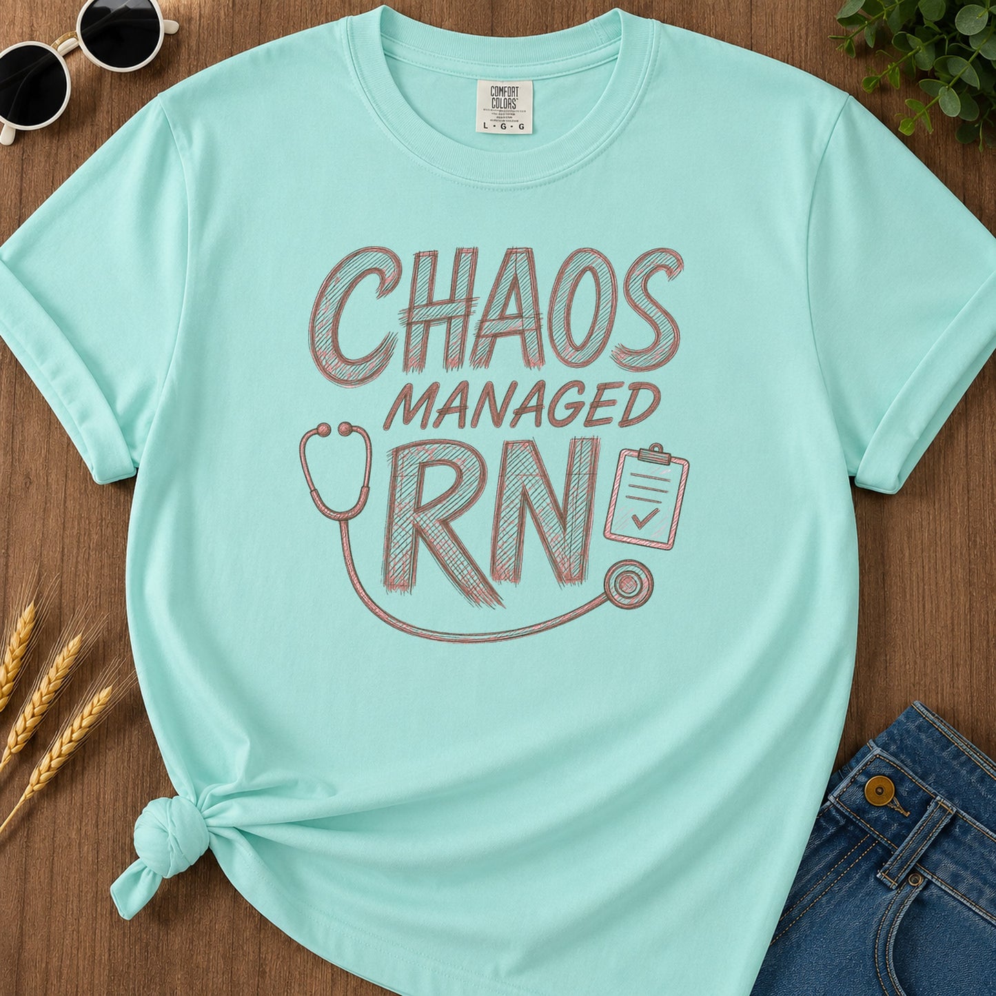 Chaos Managed Rn 310 T-Shirt - Chalky Mint Mockup