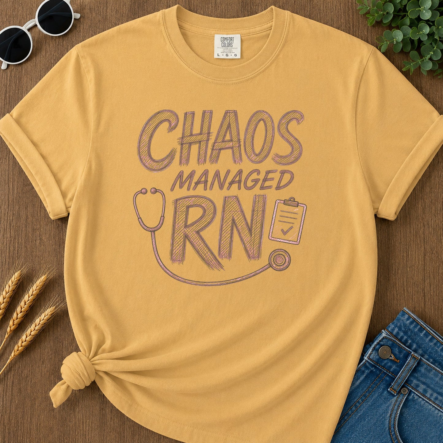 Chaos Managed Rn 310 T-Shirt - Mustard Mockup