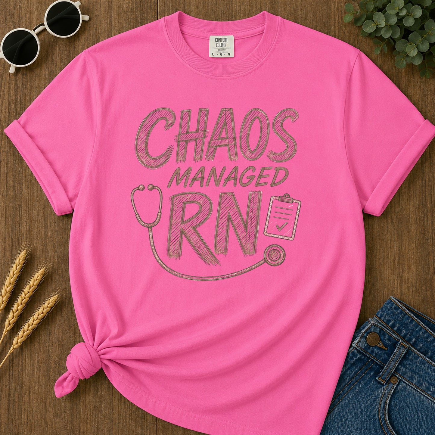 Chaos Managed Rn 310 T-Shirt - Neon Pink Mockup