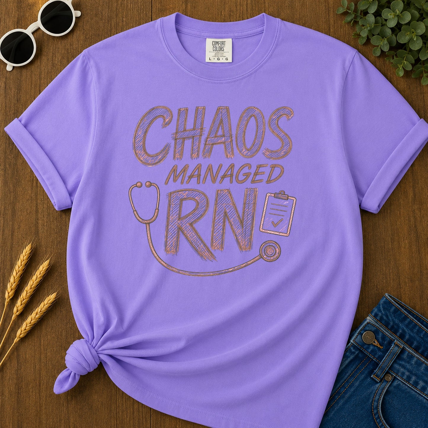 Chaos Managed Rn 310 T-Shirt - Violet Mockup