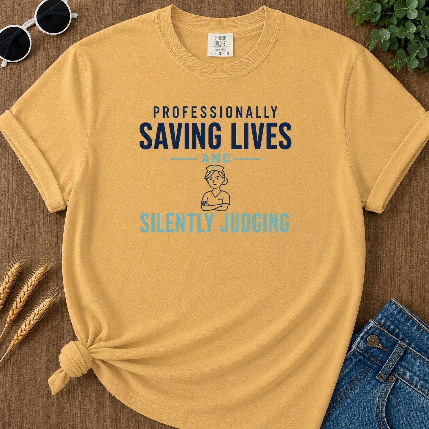 Professionally Saving Silently Judging 313 T-Shirt - Mustard Mockup