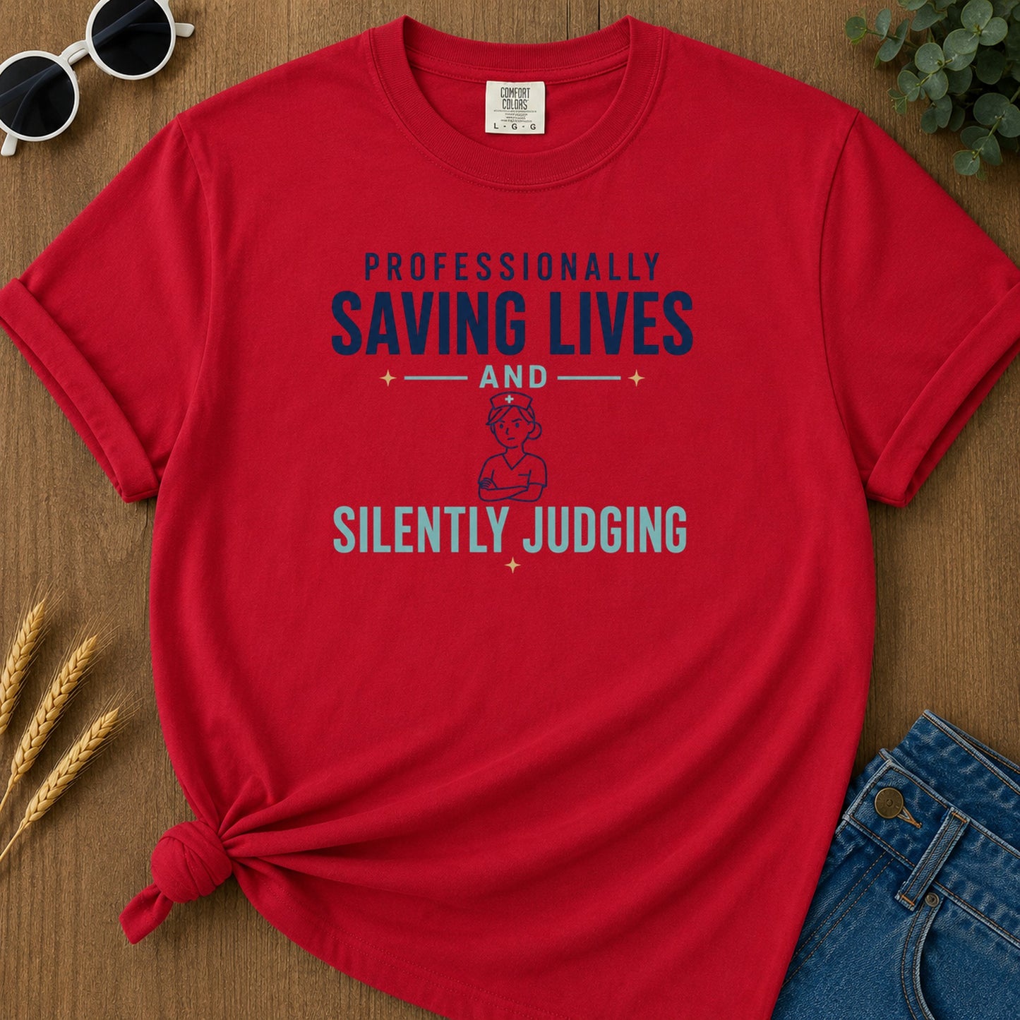 Professionally Saving Silently Judging 313 T-Shirt - Red Mockup