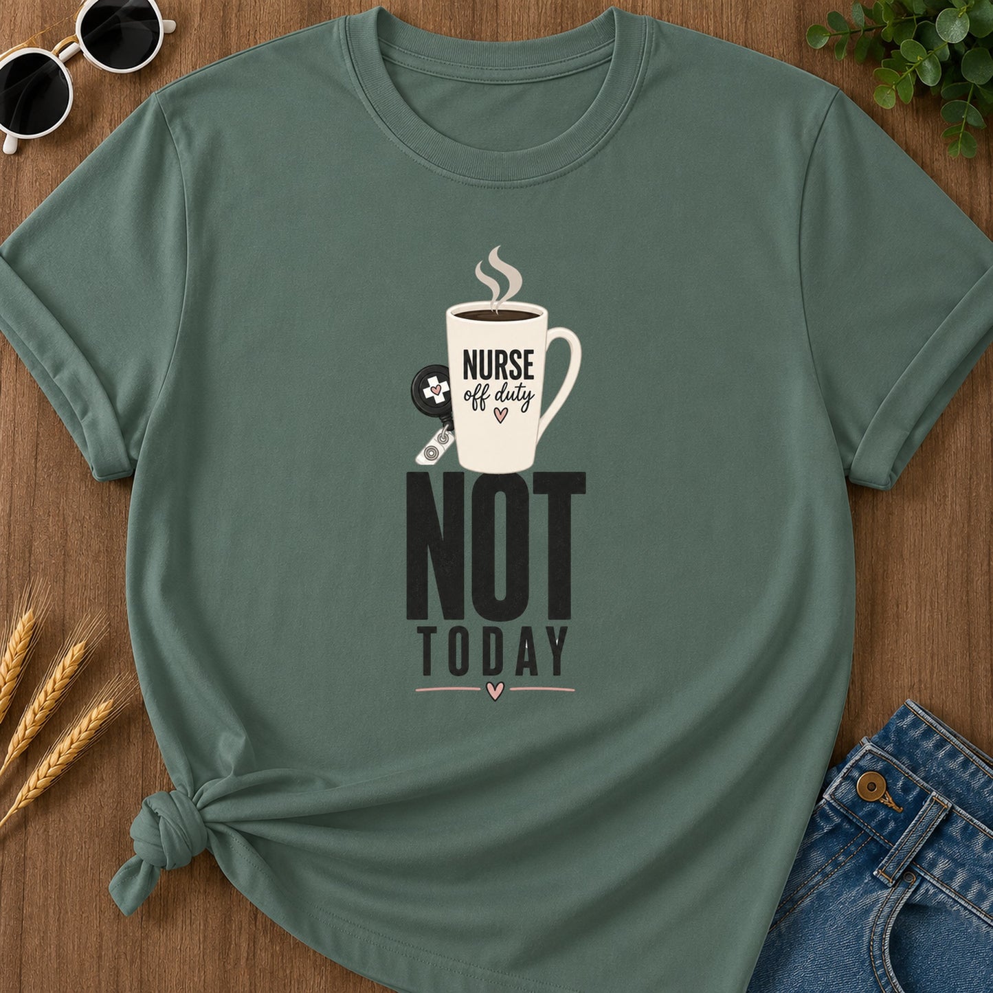 Off Duty T-Shirt - Blue Spruce Mockup