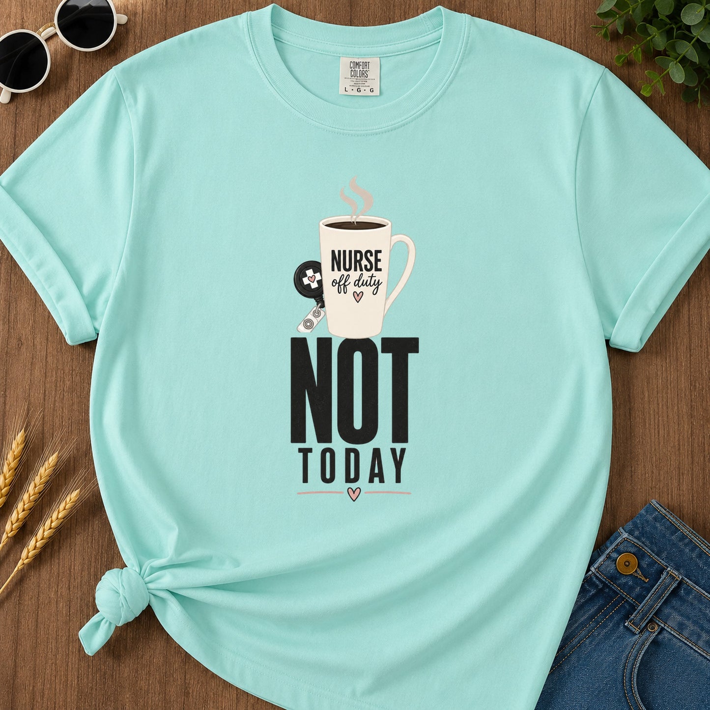 Off Duty T-Shirt - Chalky Mint Mockup