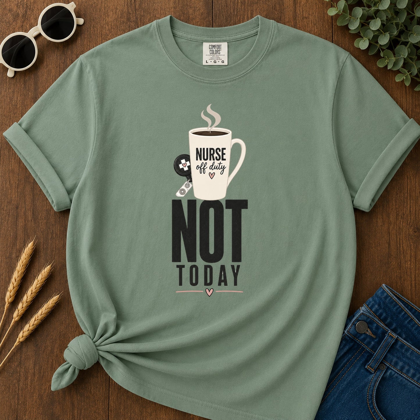 Off Duty T-Shirt - Light Green Mockup