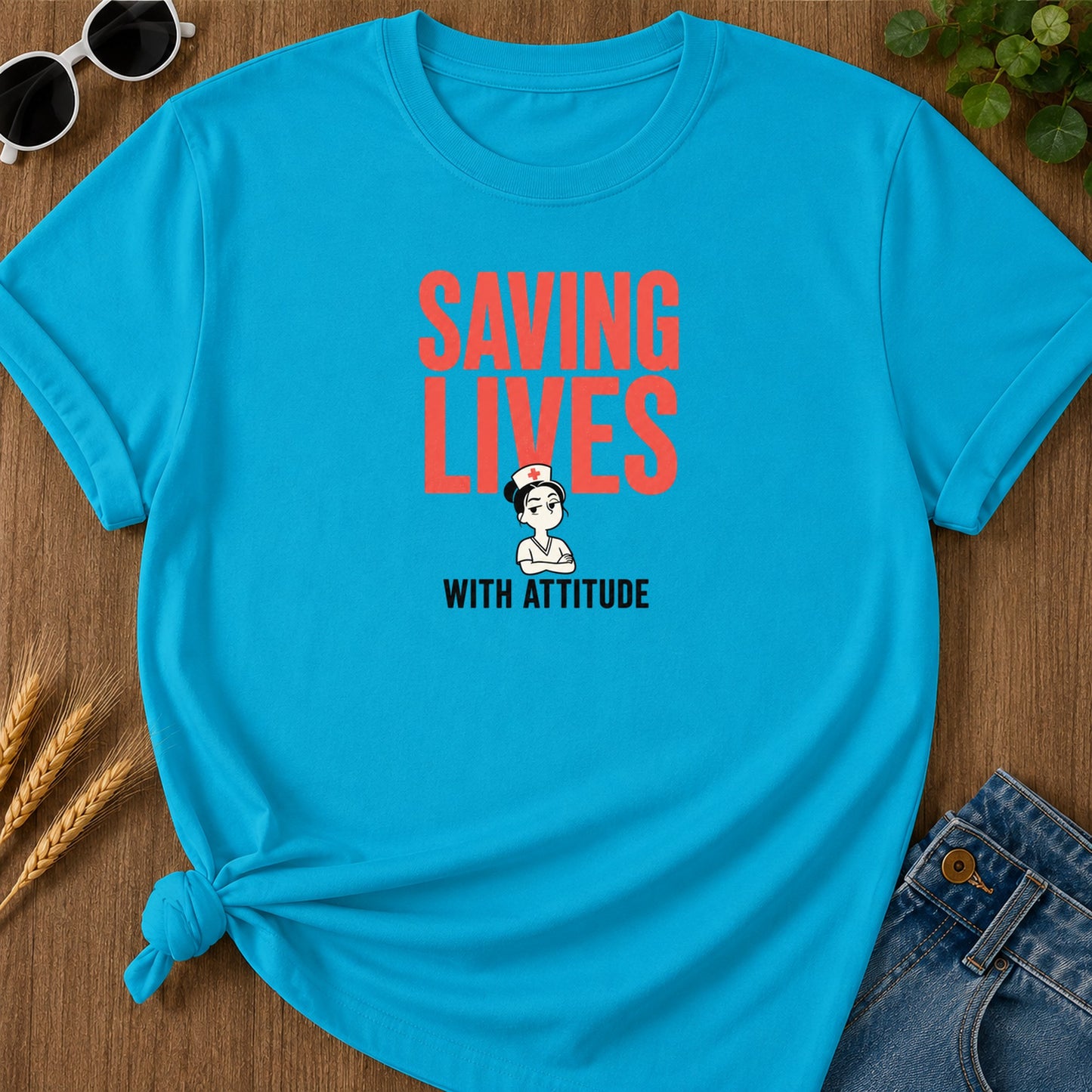 Saving Lives Attitude 314 T-Shirt - Sapphire Mockup