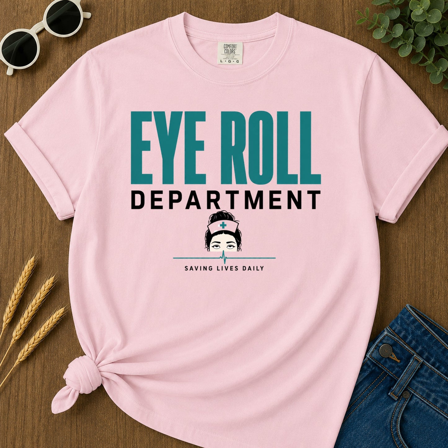 Eye Roll Department T-Shirt - Blossom Mockup