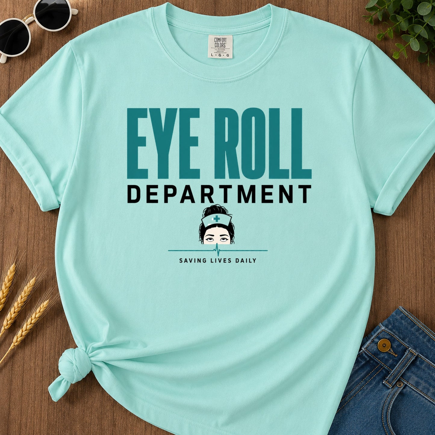 Eye Roll Department T-Shirt - Chalky Mint Mockup