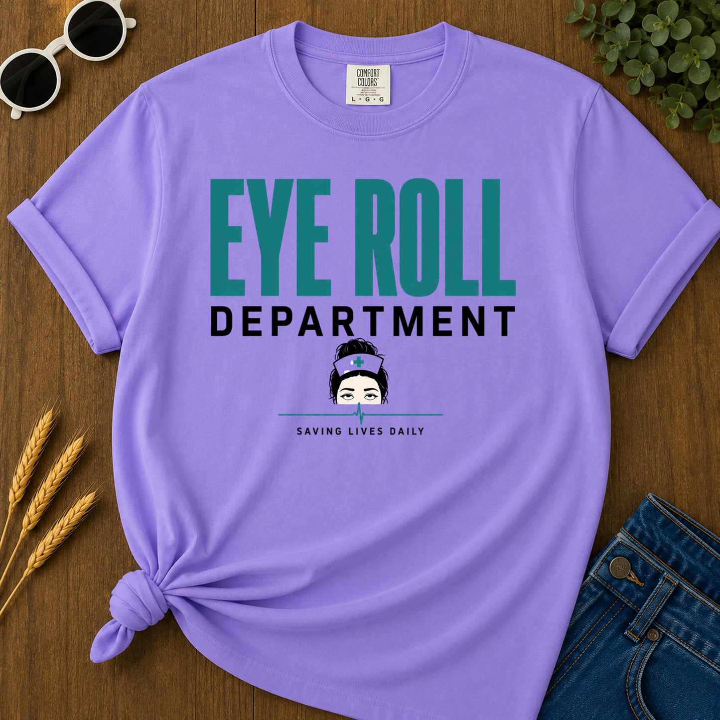 Eye Roll Department T-Shirt - Violet Mockup