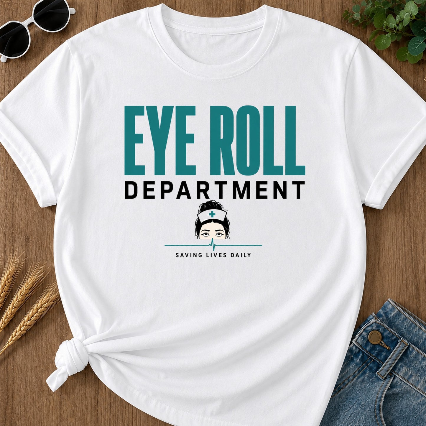 Eye Roll Department T-Shirt - White Mockup