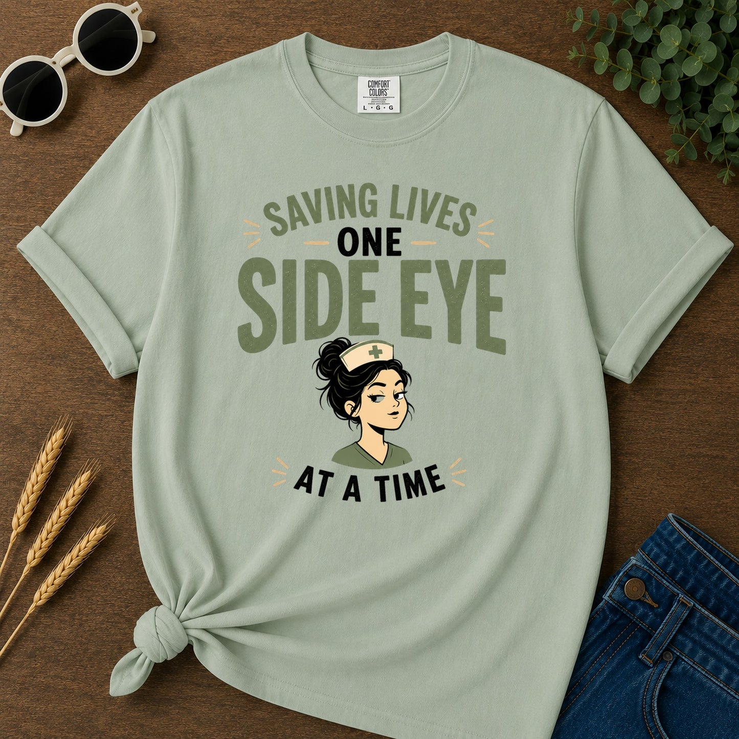 Saving Side Eye T-Shirt - Bay Mockup