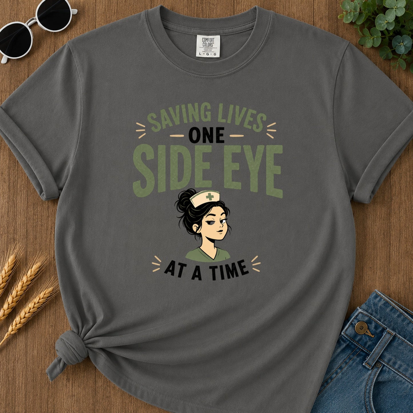 Saving Side Eye T-Shirt - Pepper Mockup