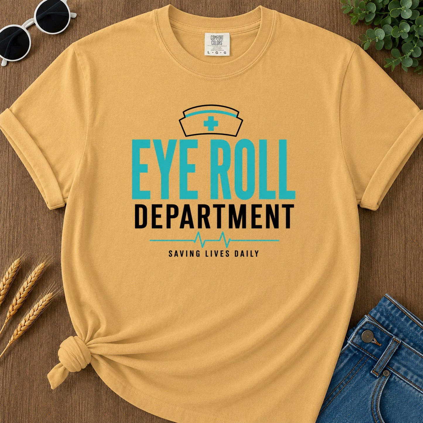 Eye Roll Department 318 T-Shirt - Mustard Mockup