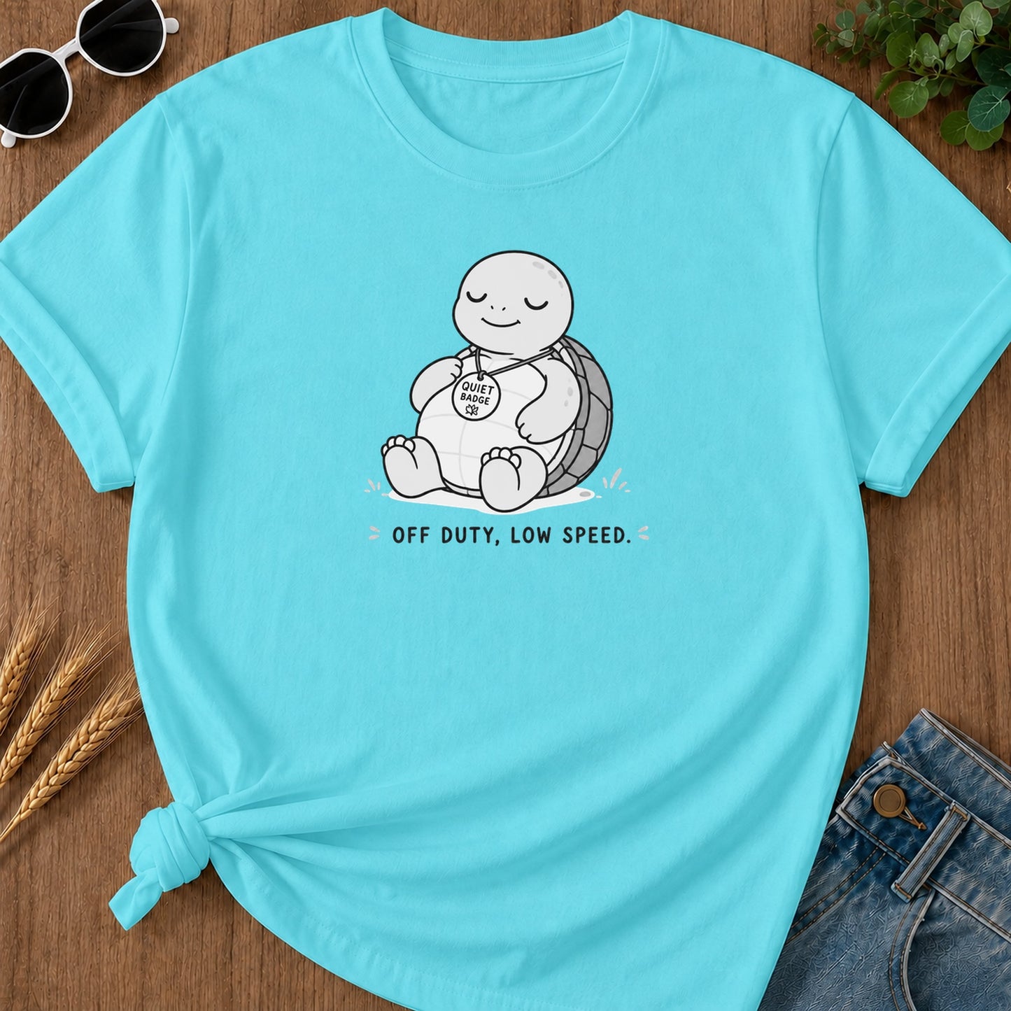 Quiet Turtle 319 T-Shirt - Lagoon Blue Mockup